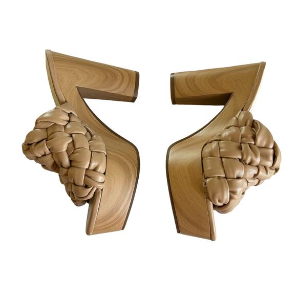 Jessica Simpson Supira Nude Platform Sandal Braided Faux Wood Mule Sandals Sz 6 - Picture 3 of 9